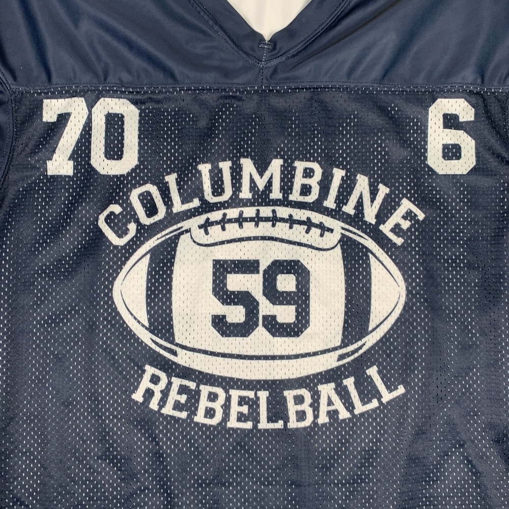 Vintage Columbine Rebels Football Jersey Mens 2XL‎ Blue High School Memorial 90s - Picture 3 of 7